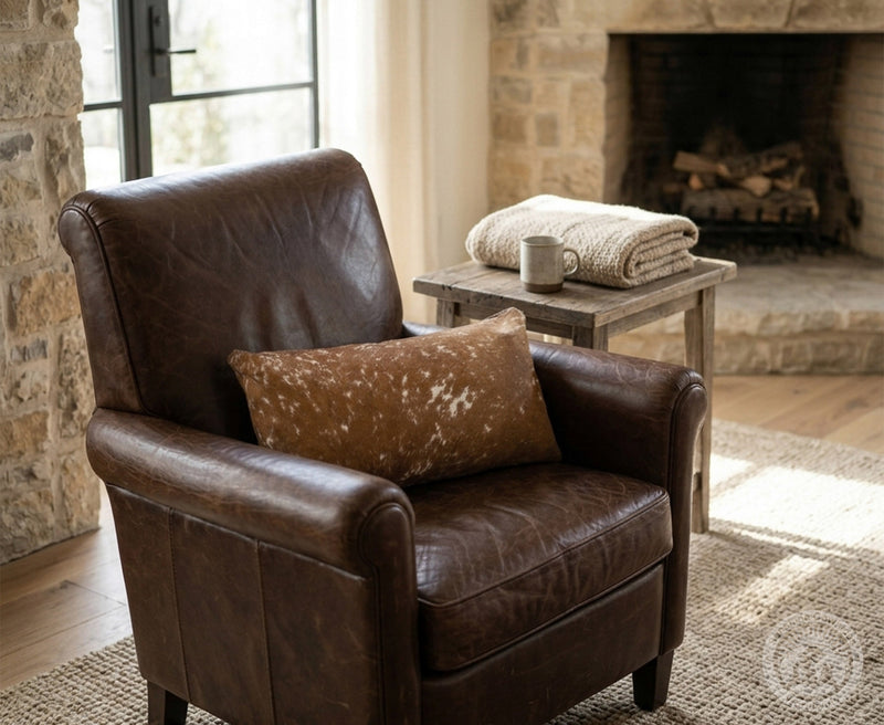 Salt and Pepper Cowhide Pillow Cover, 12" x 22"
