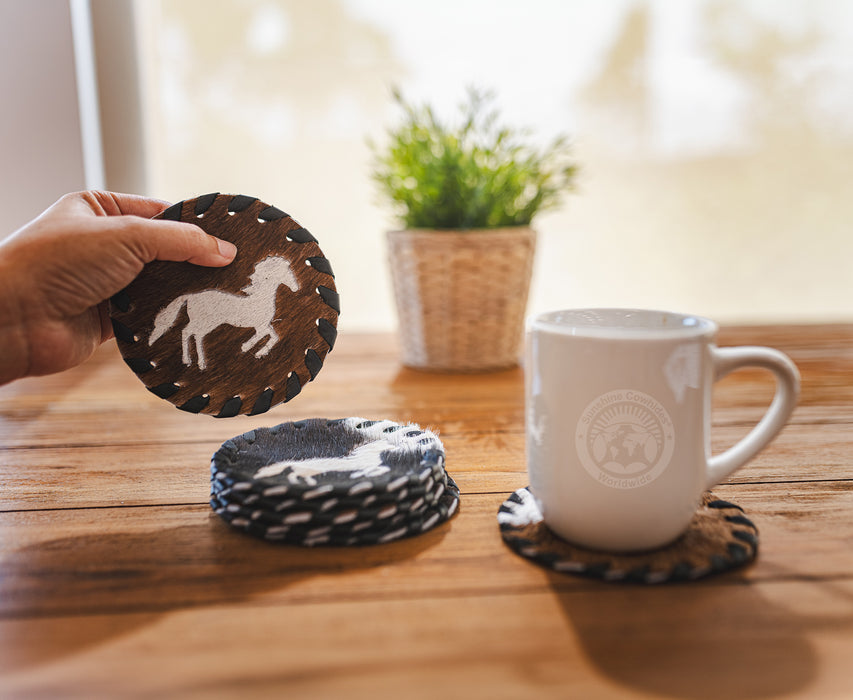 Cowhide Coaster - Horse