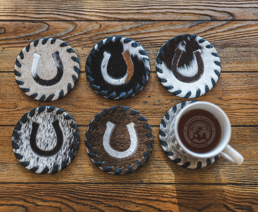 Cowhide Coaster - Horseshoe