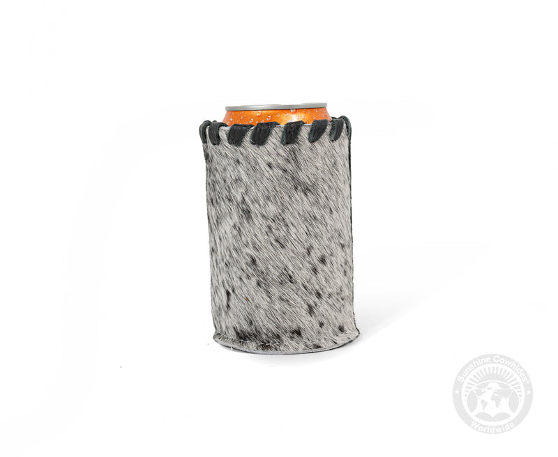 Cowhide Can Holder with Base - Assorted Colors