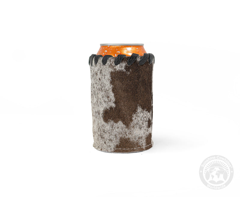 Cowhide Can Holder with Base - Assorted Colors