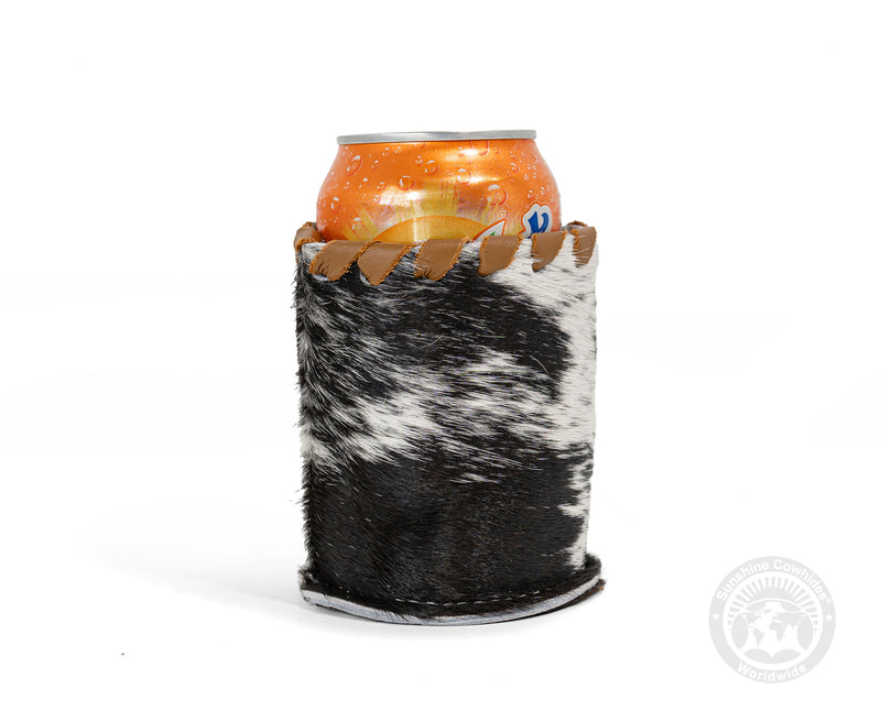 Cowhide Can Holder with Base - Assorted Colors