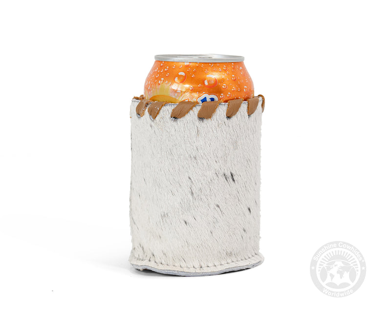 Cowhide Can Holder with Base - Assorted Colors
