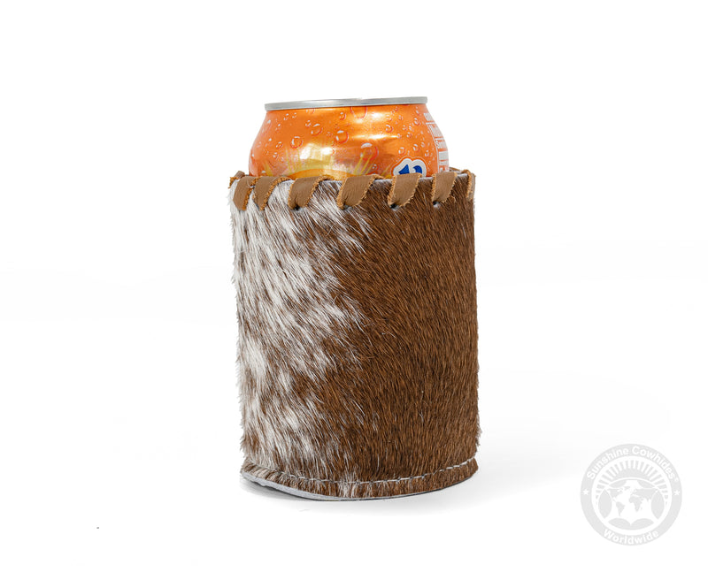 Cowhide Can Holder with Base - Assorted Colors