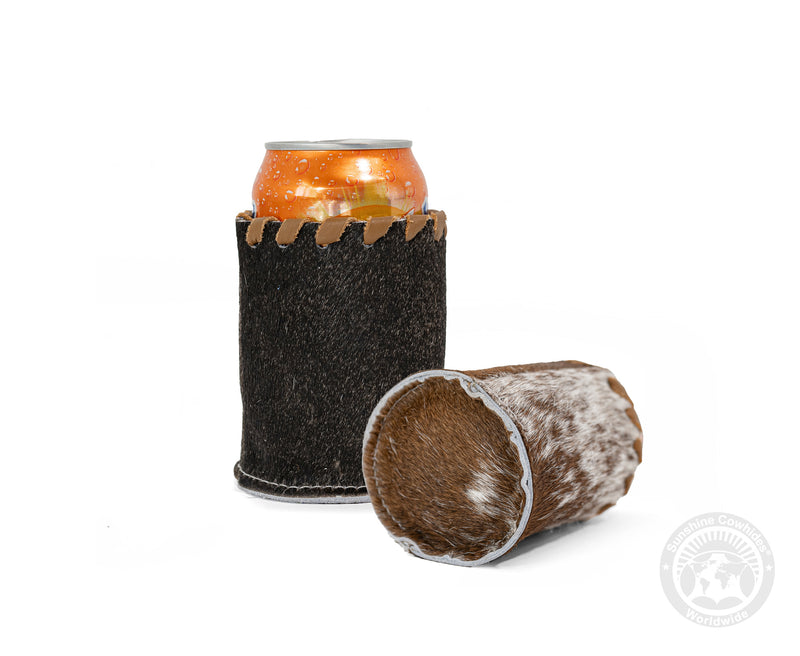 Cowhide Can Holder with Base - Assorted Colors