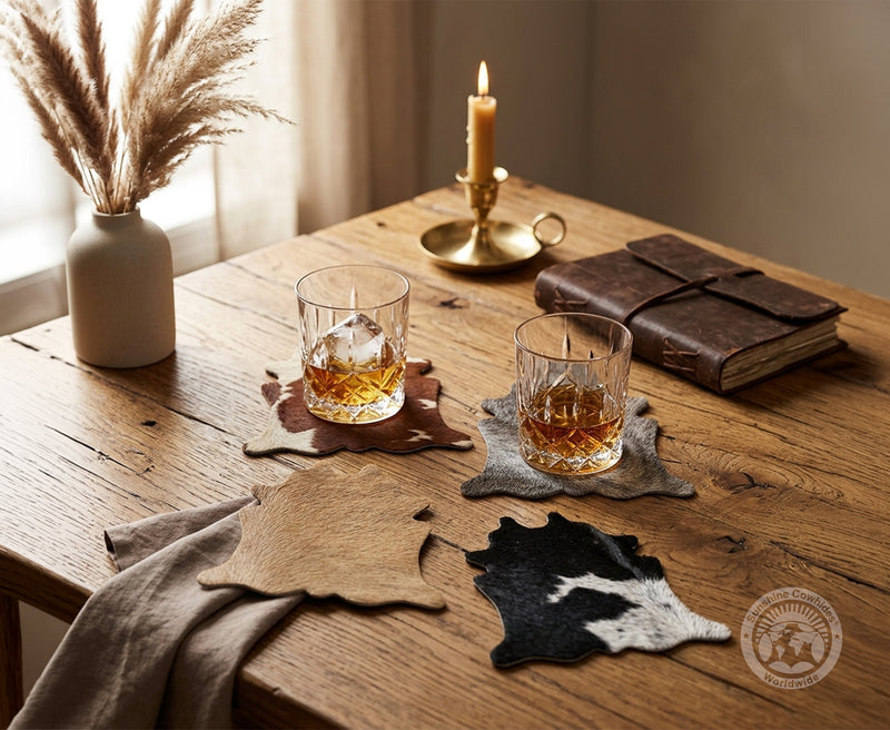 Cowhide Coaster Hide Shape - Plain