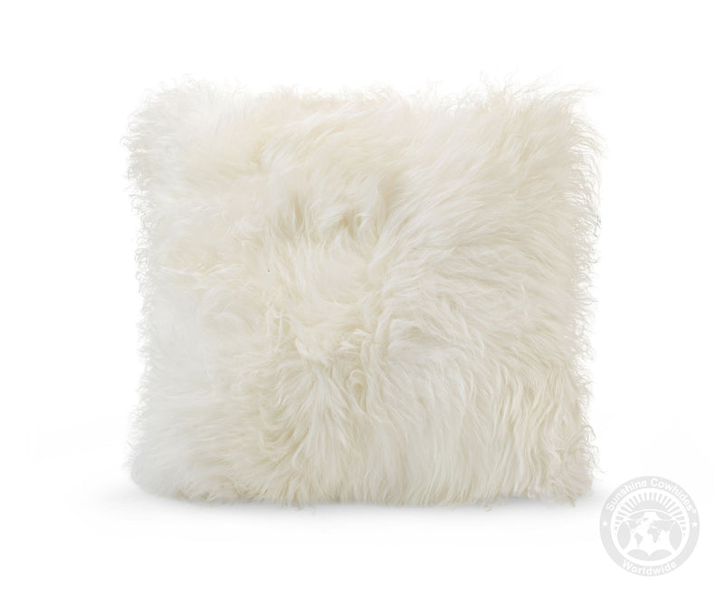 Real Sheepskin Pillow Cover 20x20'' | Natural White Sheepskin | Farmhouse Rustic Accent Cushion
