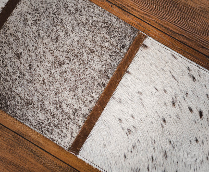 Cowhide Runner Salt and Pepper Brown and White w/ Fringe