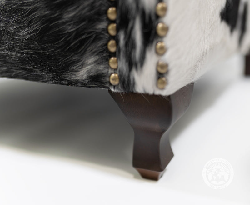 Leather Wingback Chair with Hair On Cowhide Accents