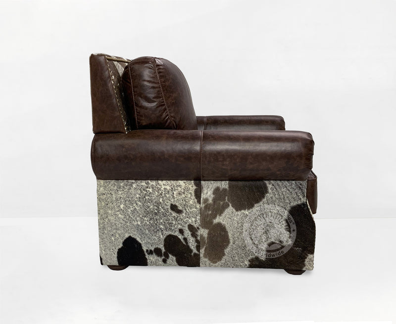Leather Arm chair + Ottoman - Coffee Brown
