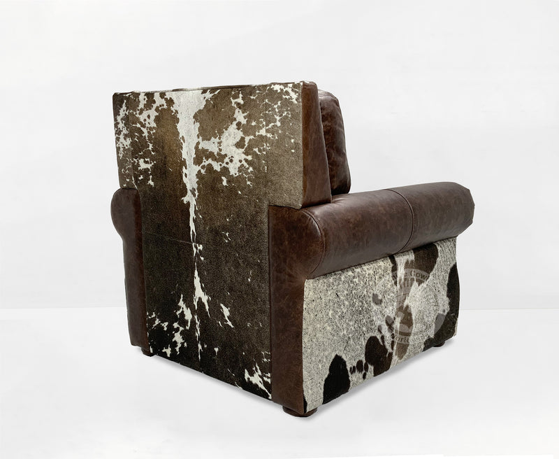 Leather Arm chair + Ottoman - Coffee Brown