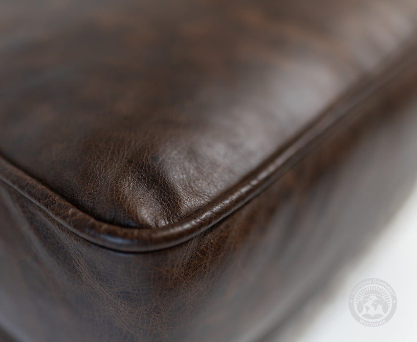 Leather Arm chair + Ottoman - Brown