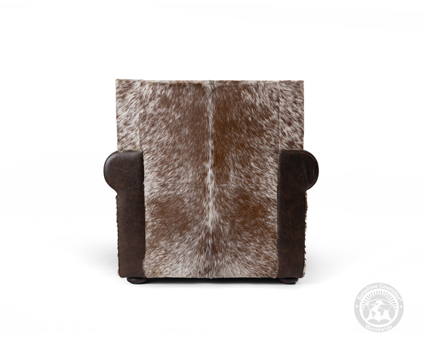 Leather Arm chair + Ottoman - Brown