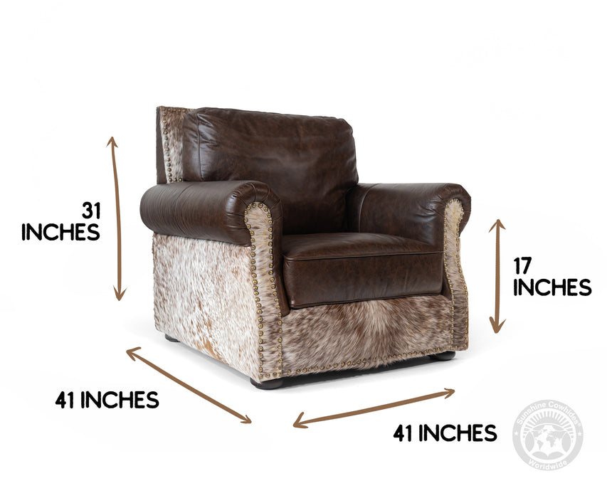 Leather Arm chair + Ottoman - Brown