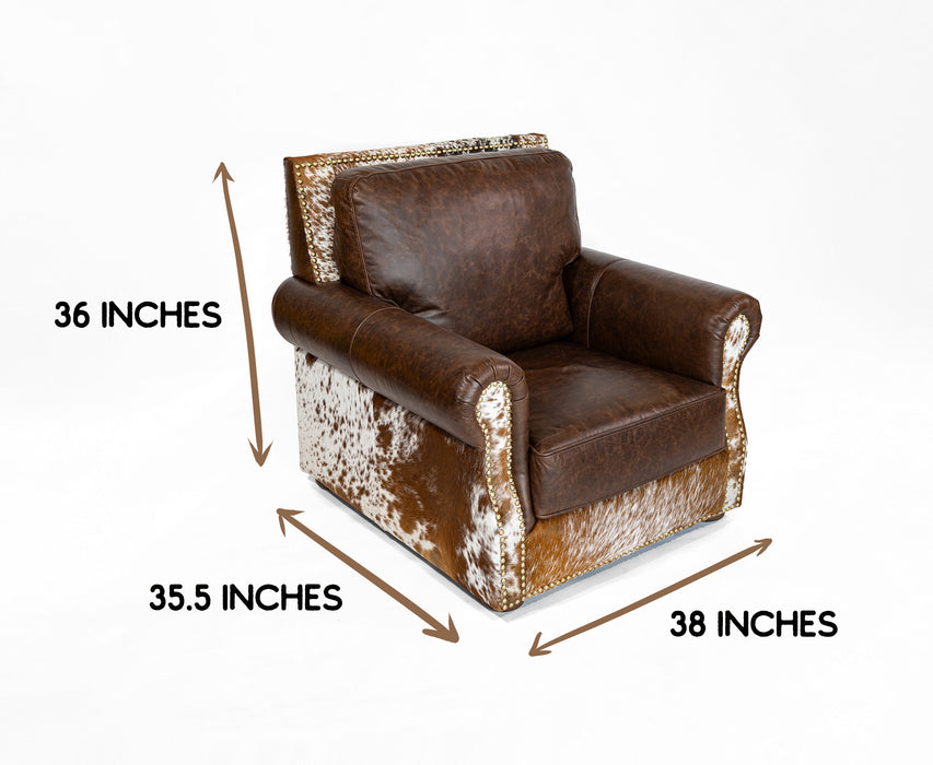 Leather Arm chair + Ottoman - Brown