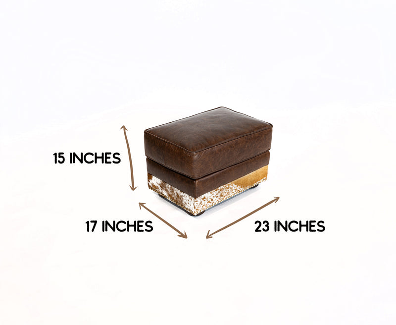 Leather Arm chair + Ottoman - Brown