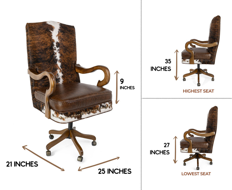 Custom Office Chair with Hair On Cowhide Accents