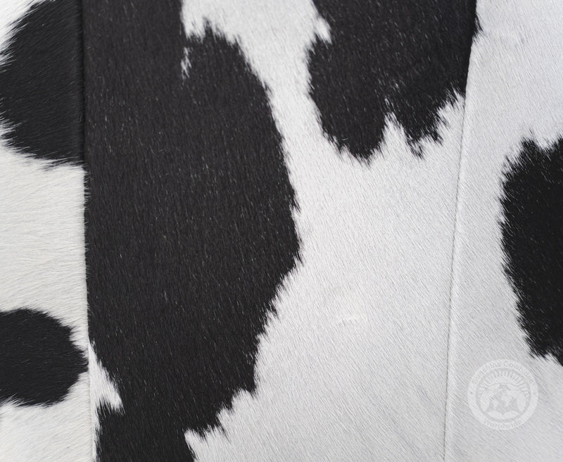 Leather Barrel Chair with Hair On Cowhide Accents - Black and White