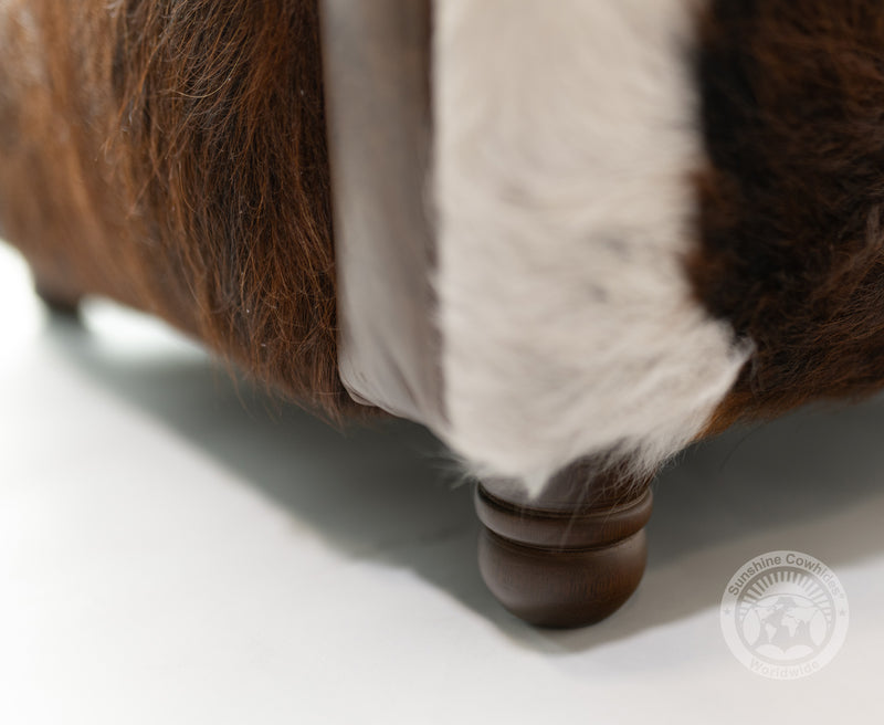 Leather Barrel Chair with Hair On Cowhide Accents - Coffee