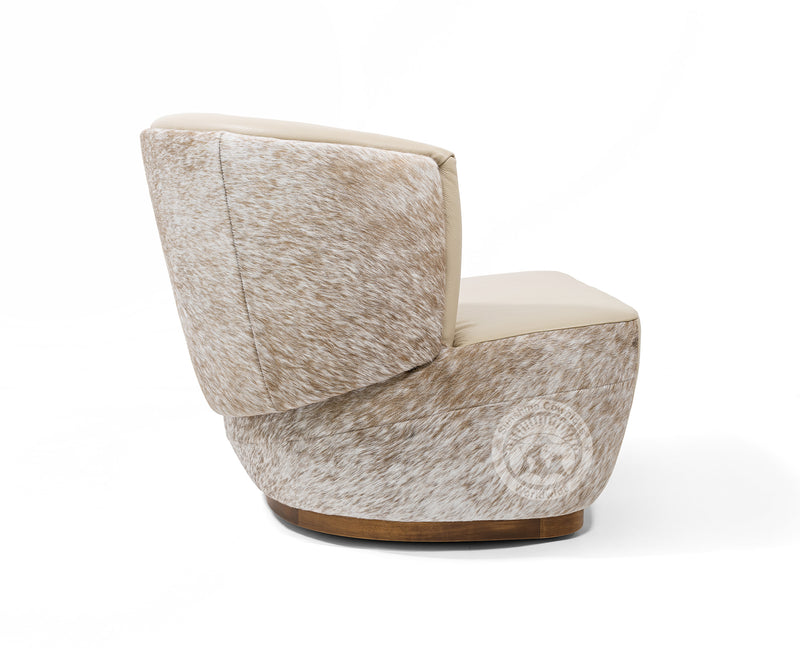 Leather Swivel Barrel Chair - Taupe