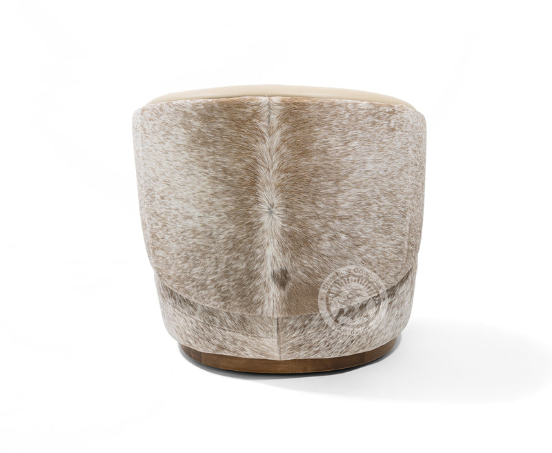 Leather Swivel Barrel Chair - Taupe