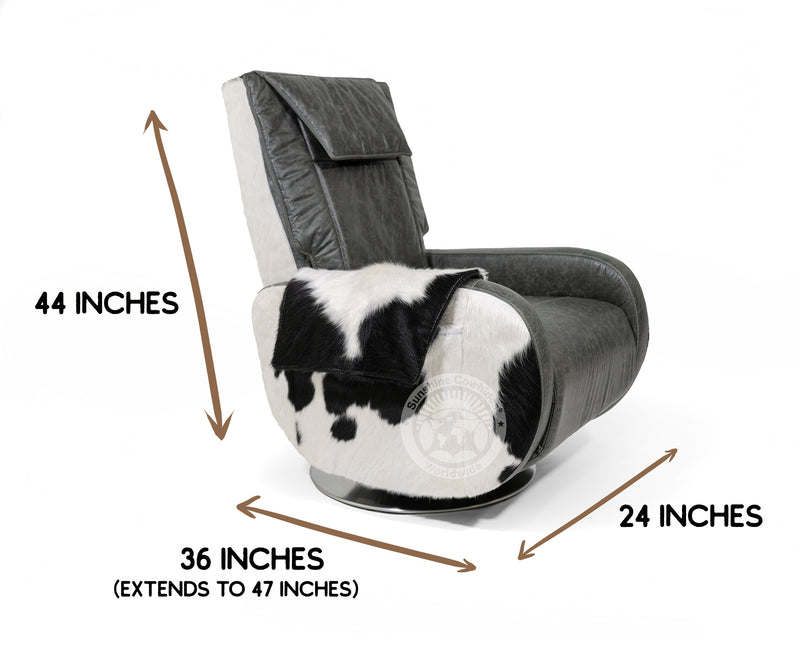 Leather Armchair with Hair On Cowhide Accents - Black and White