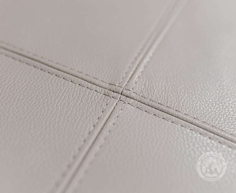 Swivel Leather Love Chair with Hair On Cowhide Accents  - Taupe