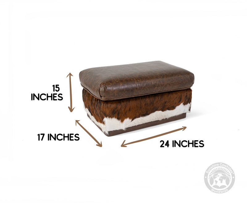 Comfy Leather Arm chair + Ottoman - Brown Leather