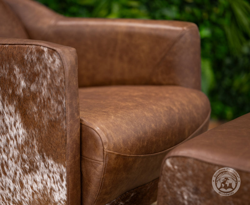 Custom Aviator Chair & Ottoman with Hair-On Cowhide Accents