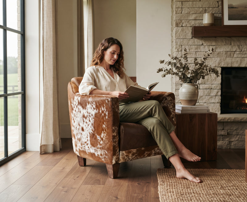 Custom Aviator Chair with Hair-On Cowhide Accents