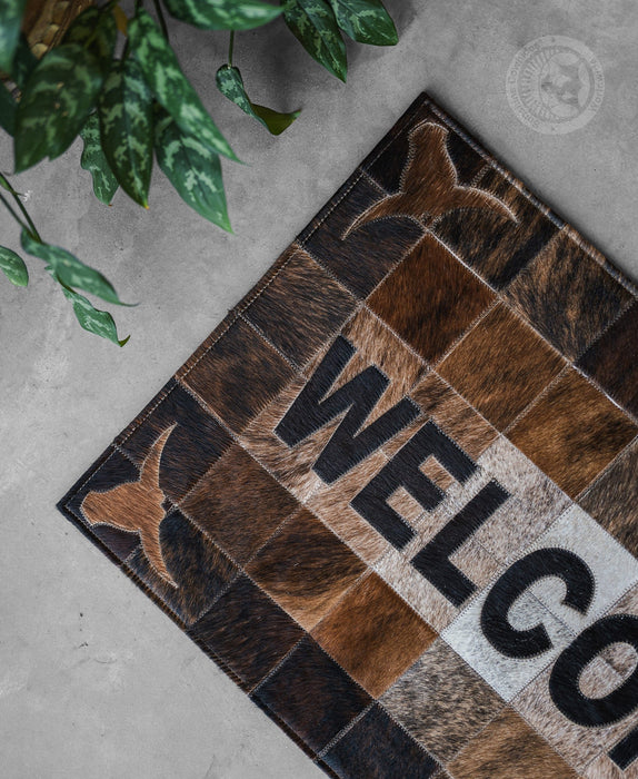 Welcome Doormat -  Brindle Brown Tones