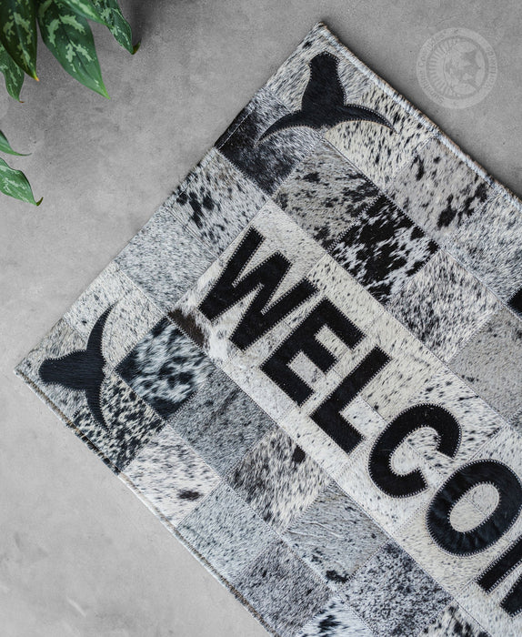 Welcome Doormat - Speckled Black and White