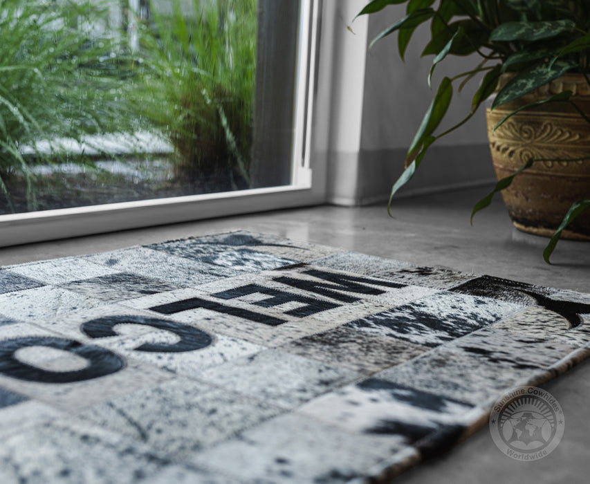 Welcome Doormat - Speckled Black and White