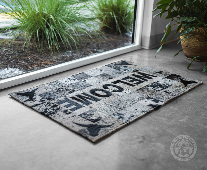 Welcome Doormat - Speckled Black and White