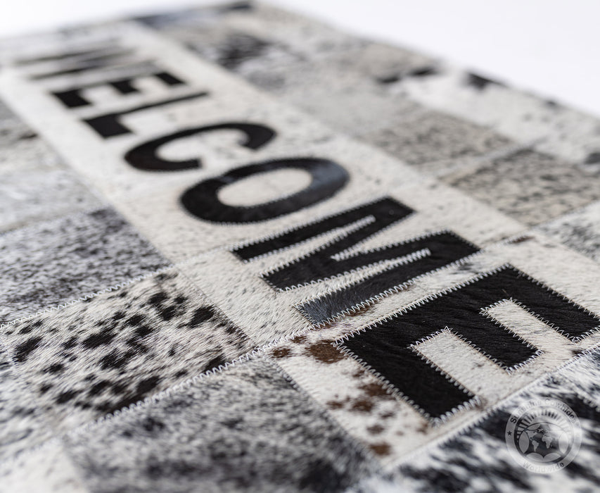 Welcome Doormat - Speckled Black and White