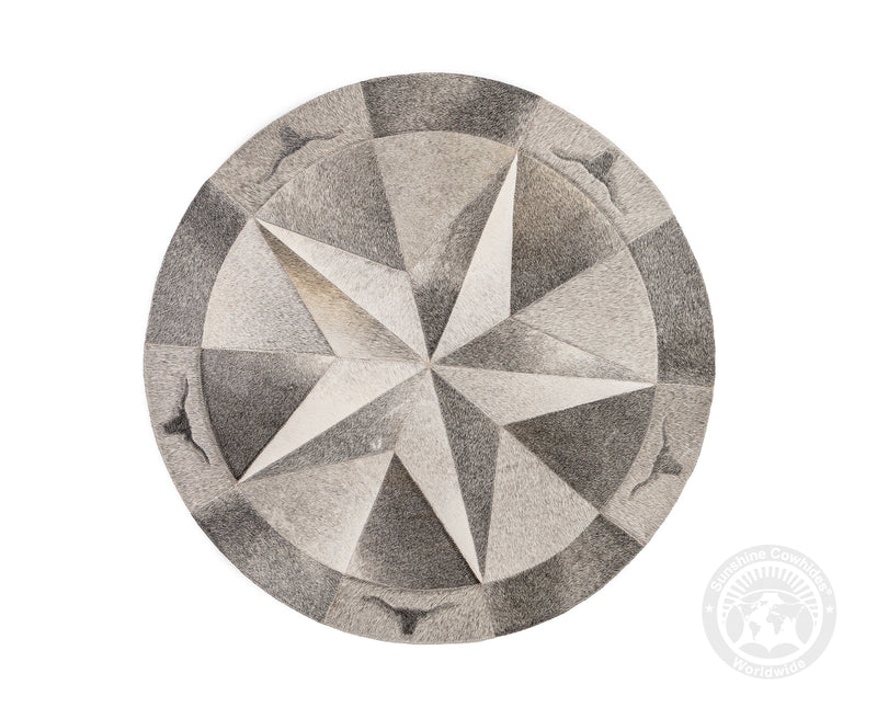 Premium Patchwork Cowhide Round Rug  47"