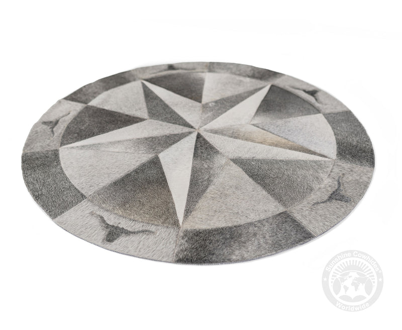 Premium Patchwork Cowhide Round Rug  47"
