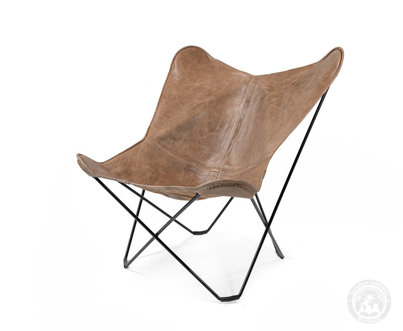 Butterfly Chair - Cowhide Leather Light Brown