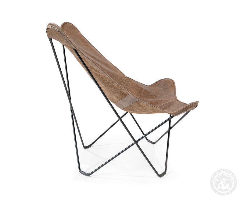 Butterfly Chair - Cowhide Leather Light Brown