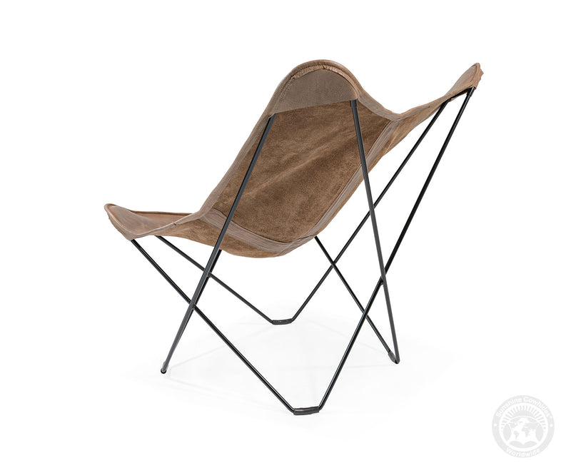Butterfly Chair - Cowhide Leather Light Brown