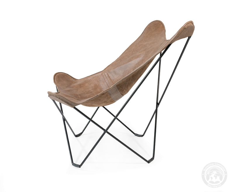 Butterfly Chair - Cowhide Leather Light Brown