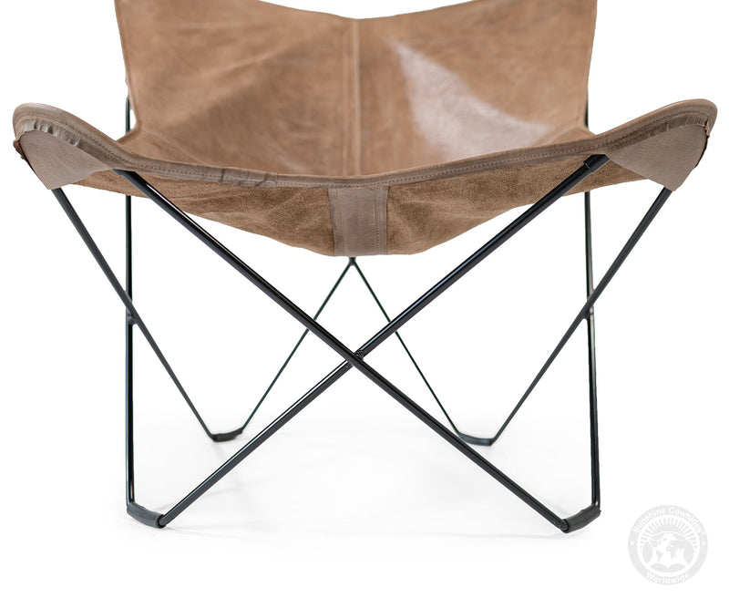 Butterfly Chair - Cowhide Leather Light Brown