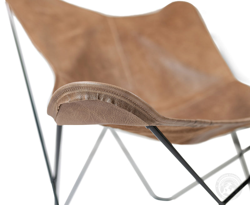 Butterfly Chair - Cowhide Leather Light Brown