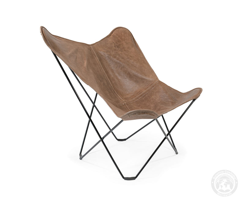Butterfly Chair - Cowhide Leather Light Brown