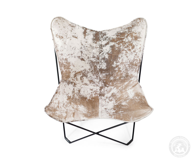 Butterfly Chair - Cowhide Leather Marble Dark