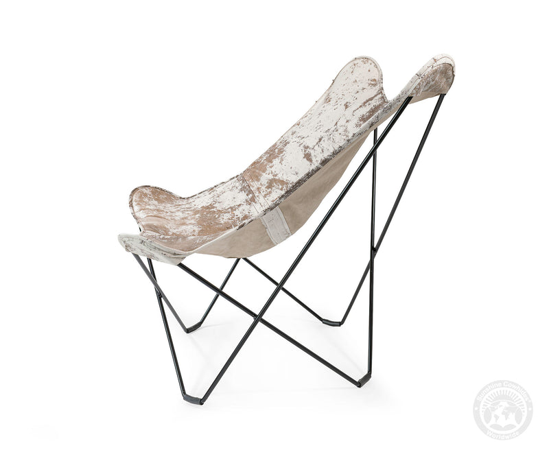 Butterfly Chair - Cowhide Leather Marble Dark