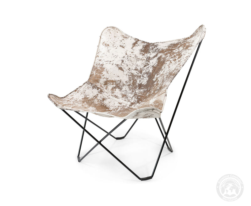 Butterfly Chair - Cowhide Leather Marble Dark