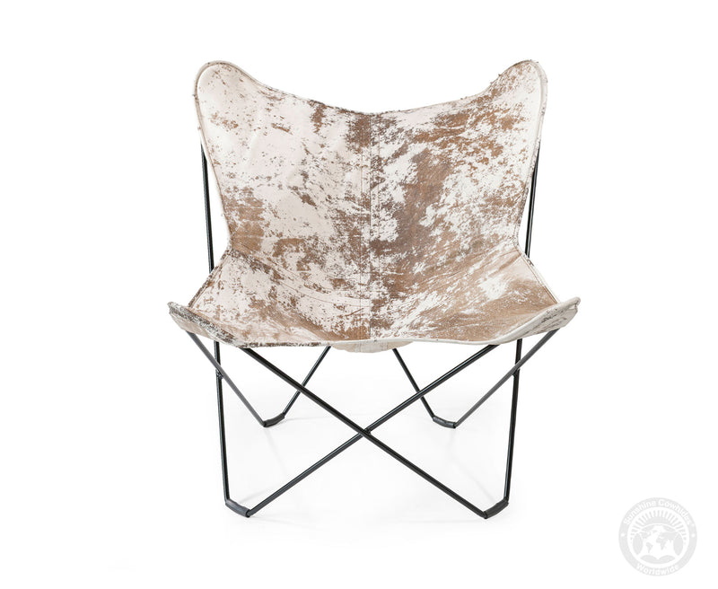 Butterfly Chair - Cowhide Leather Marble Dark