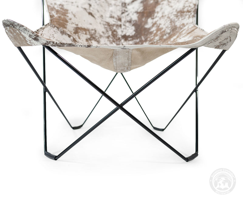 Butterfly Chair - Cowhide Leather Marble Dark