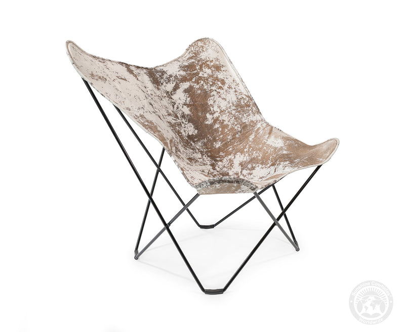 Butterfly Chair - Cowhide Leather Marble Dark